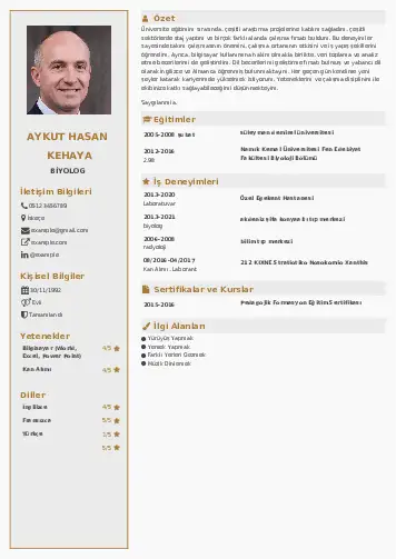 Biyolog CV Örnekleri cv indir